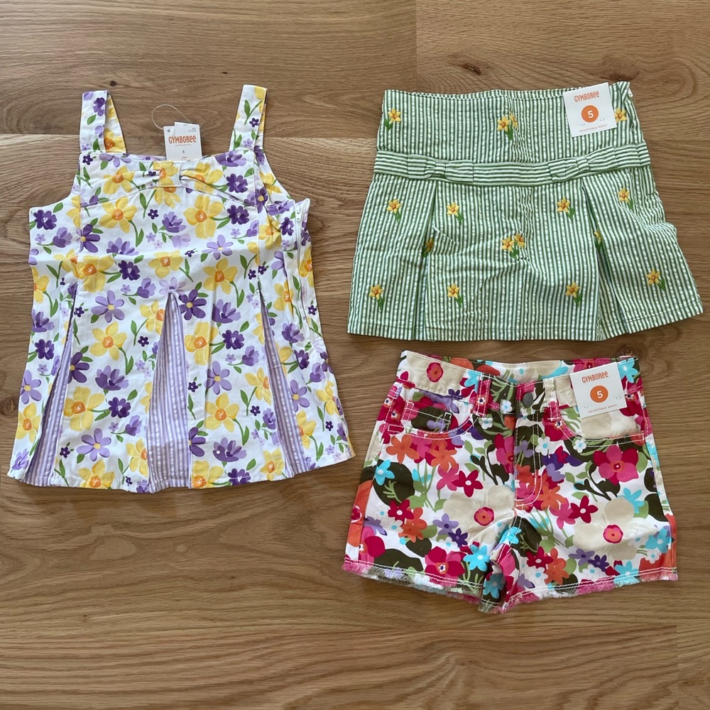 NWT’s Gymboree lot. One tank, one skirt, one pair of shorts. Size 5